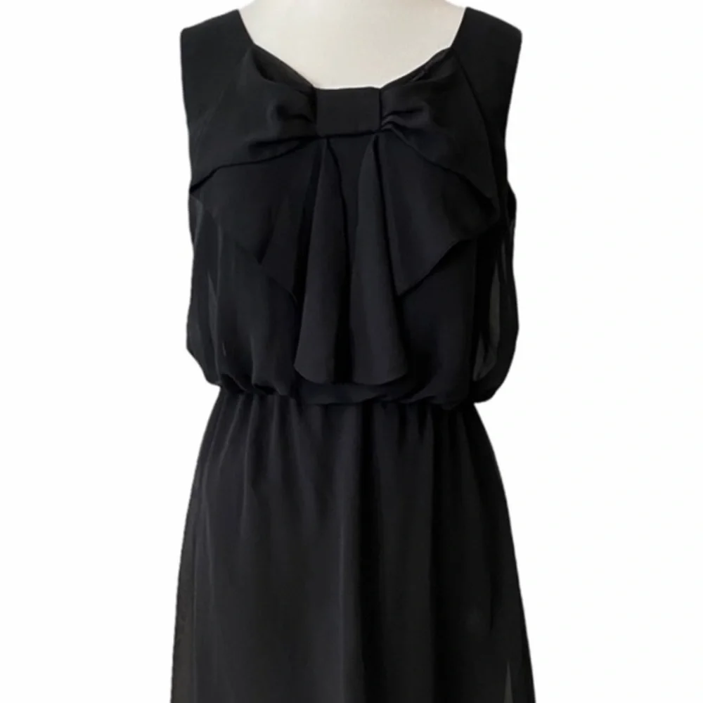 AB Studio Black Dress with Bow and Gathered Waist Size Small - Picture 1 of 14